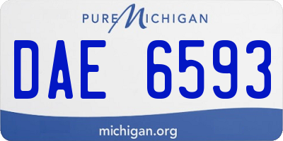 MI license plate DAE6593