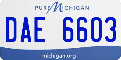 MI license plate DAE6603