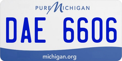 MI license plate DAE6606