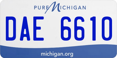 MI license plate DAE6610
