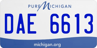 MI license plate DAE6613