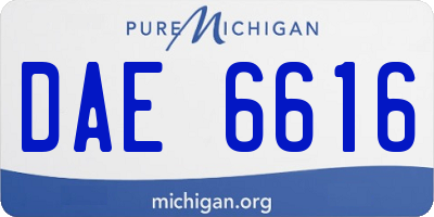 MI license plate DAE6616