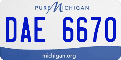 MI license plate DAE6670
