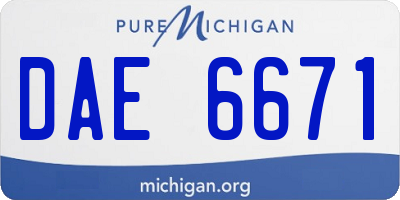 MI license plate DAE6671