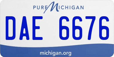 MI license plate DAE6676