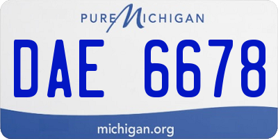 MI license plate DAE6678