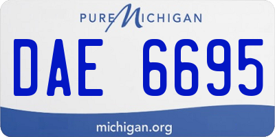 MI license plate DAE6695