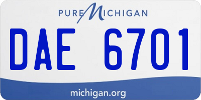 MI license plate DAE6701