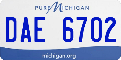 MI license plate DAE6702