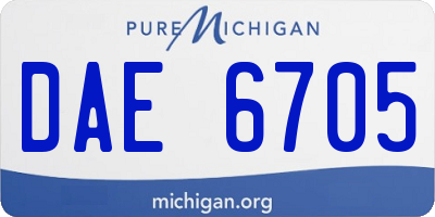 MI license plate DAE6705