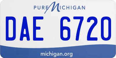 MI license plate DAE6720