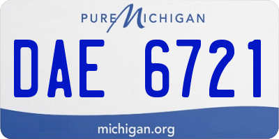 MI license plate DAE6721