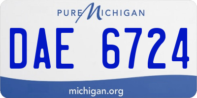 MI license plate DAE6724