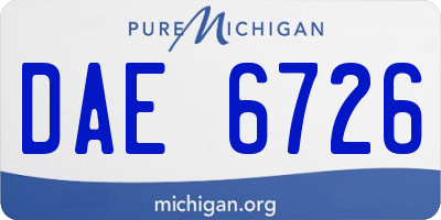 MI license plate DAE6726