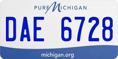 MI license plate DAE6728