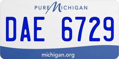 MI license plate DAE6729