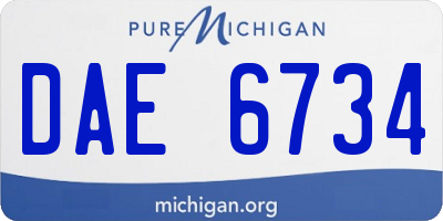 MI license plate DAE6734