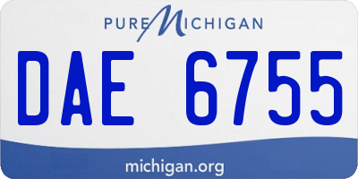MI license plate DAE6755