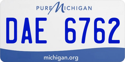 MI license plate DAE6762