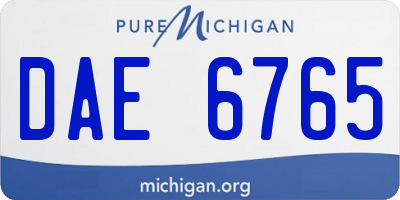 MI license plate DAE6765