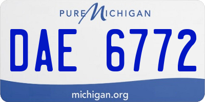 MI license plate DAE6772