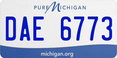 MI license plate DAE6773