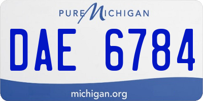 MI license plate DAE6784
