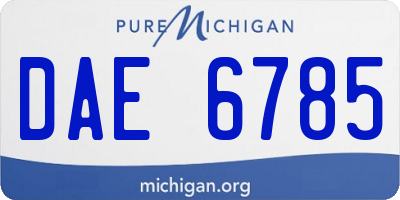 MI license plate DAE6785