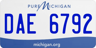 MI license plate DAE6792