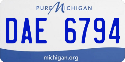 MI license plate DAE6794