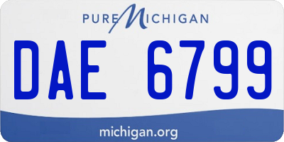 MI license plate DAE6799