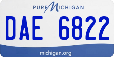 MI license plate DAE6822