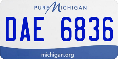 MI license plate DAE6836