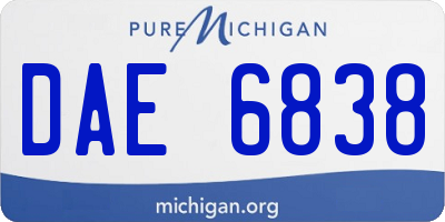 MI license plate DAE6838
