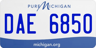 MI license plate DAE6850