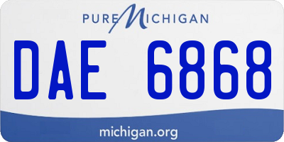 MI license plate DAE6868