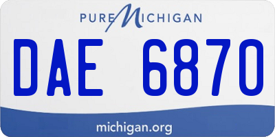MI license plate DAE6870