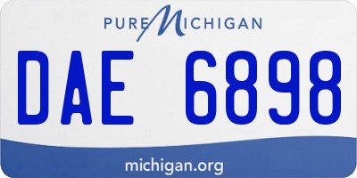 MI license plate DAE6898