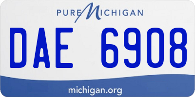 MI license plate DAE6908