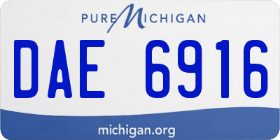 MI license plate DAE6916