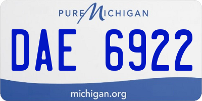 MI license plate DAE6922