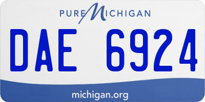 MI license plate DAE6924