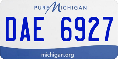MI license plate DAE6927