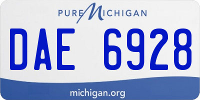 MI license plate DAE6928