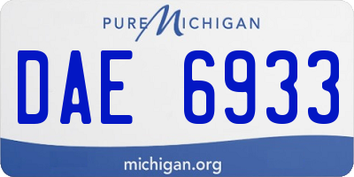 MI license plate DAE6933