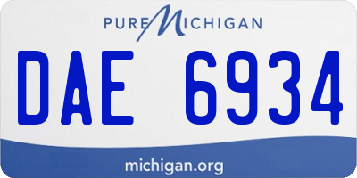 MI license plate DAE6934