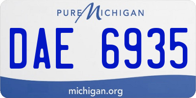 MI license plate DAE6935