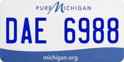 MI license plate DAE6988