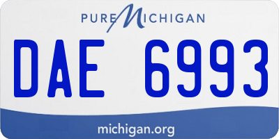 MI license plate DAE6993