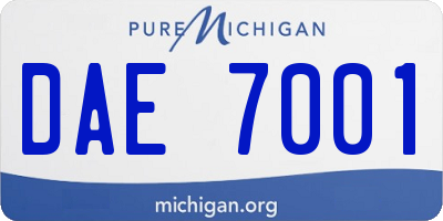 MI license plate DAE7001